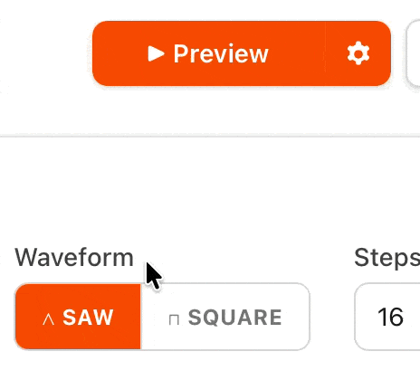 Turning on kick and hats in the preview settings, then previewing the pattern
